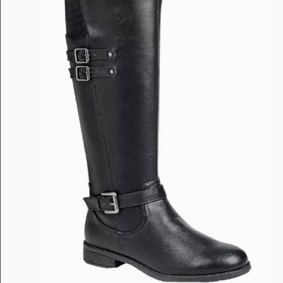 Forever Link Shoes - Knee High Black Boots, Full Zip, Buckle, Size 10